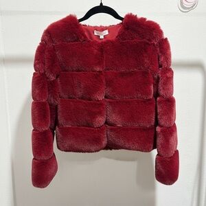 Luxe Faux Fur Jacket  in Burgandy-NWOT